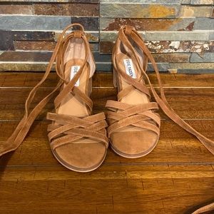 Steve Madden Women's Revere Cognac Suede Heel Sandal 7.5